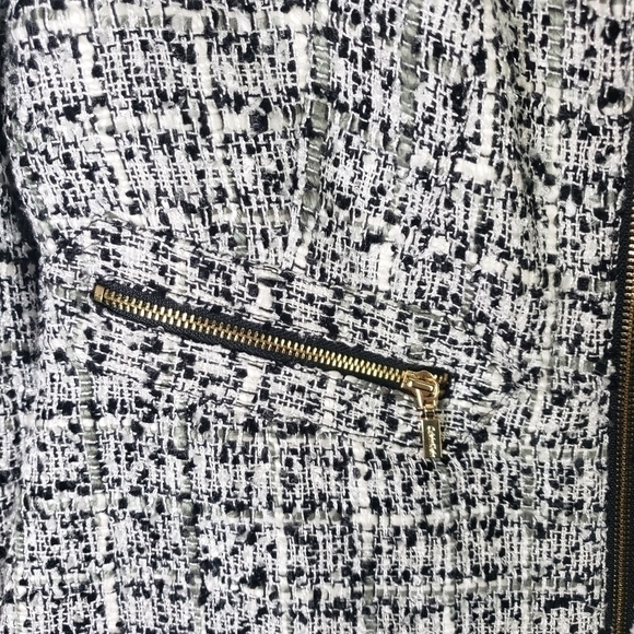 Calvin Klein Womens Tweed Zipper Front Jacket Black & White Tweed Size 2 - Picture 6 of 10